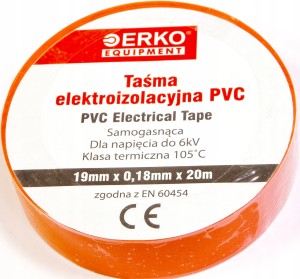 Taśma izolacyjna 19mm 20m POMARAŃCZOWA ERKO TPVC