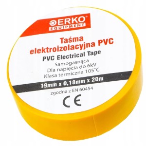 Taśma izolacyjna 19mm 20m ŻÓŁTA duża ERKO TPVC