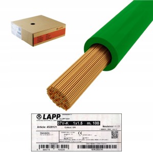 Przewód LgY zielony H07V-K Lapp 1,5mm2 100m