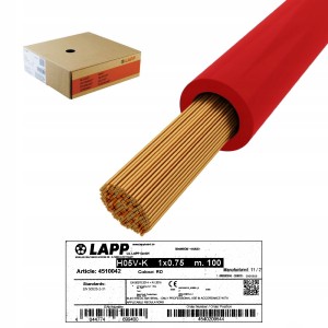 Przewód LgY czerwony H05V-K Lapp 0,75mm2 100m