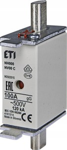 Wkładka topikowa NH00C ETI 004181214 100A gG 500V