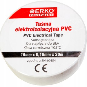 Taśma izolacyjna 19mm 20m BIAŁA duża ERKO TPVC