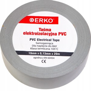 Taśma izolacyjna 19mm 20m szara duża ERKO TPVC