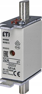 Wkładka topikowa NH00C ETI 004181208 32A gG 500V